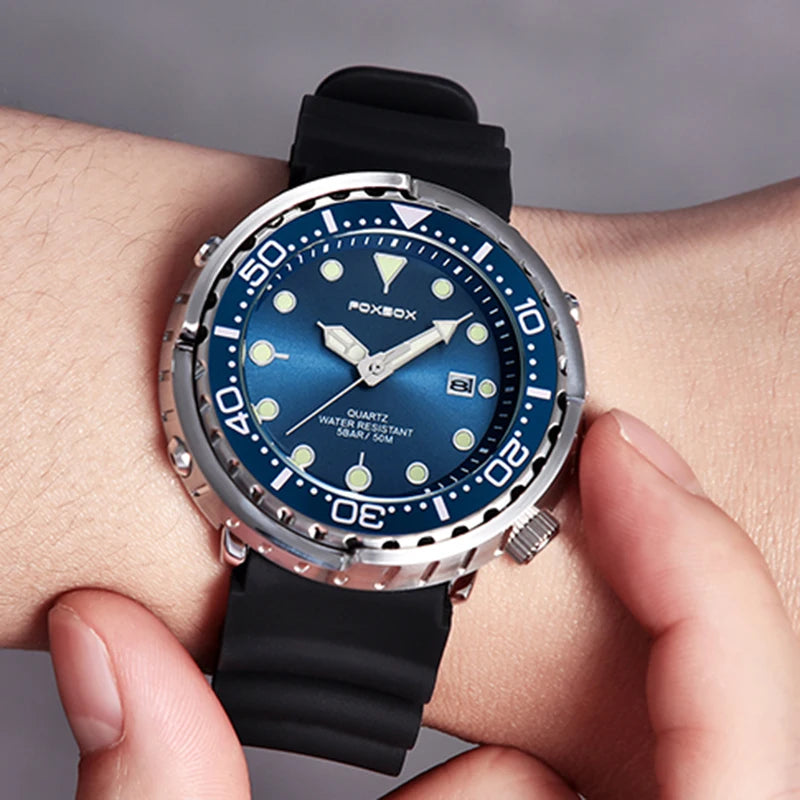 Men's Waterproof Sport Quartz Watch 50ATM Diver Watch with Date