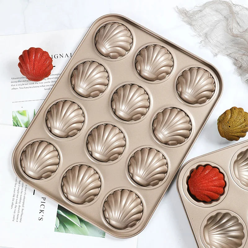 Madeleine Cake Mold 9-Cavity Non-Stick Shell Shaped Baking Pan - Carbon Steel