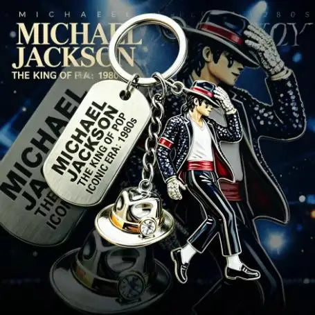 Michael Jackson Elvis Presley Dance King Keychain - Fashionable Singer Pendant