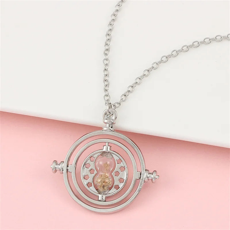 Harried Time Necklace Hourglass Timer - Rotatable Astronomical Converters for Cosplay & Gift
