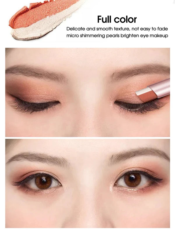 Waterproof Two-Color Eye Shadow Pen - Smudge-Resistant, Pearlescent Finish