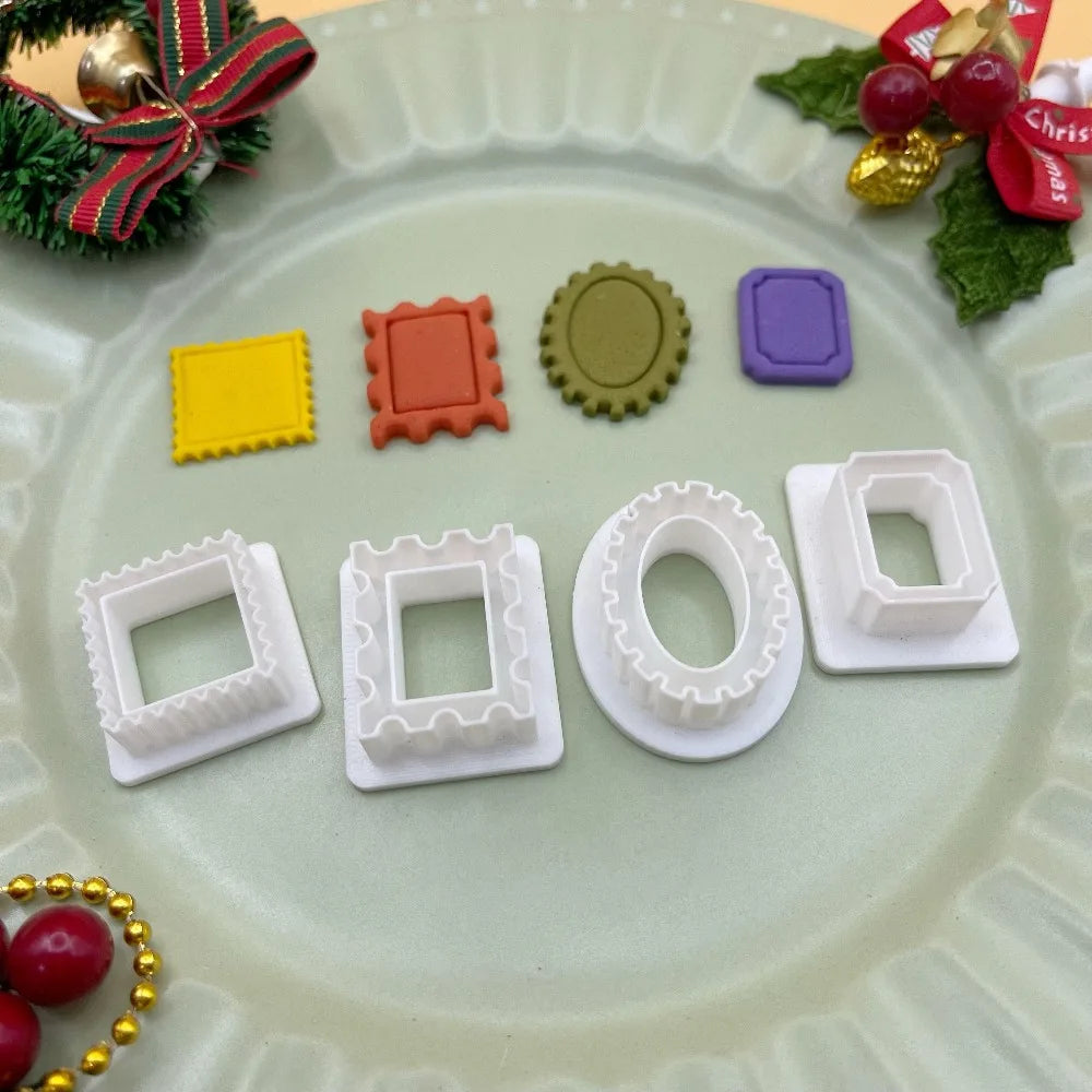 Holiday Photo Frame Cookie Cutters Set - 4 Shapes for Christmas Halloween Baking