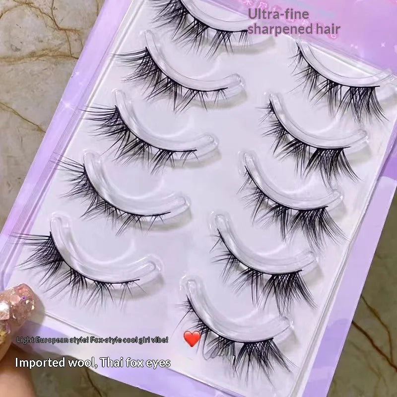 Reusable Natural Thick Winged False Eyelashes - Long Manga Fox Eye Makeup Tool