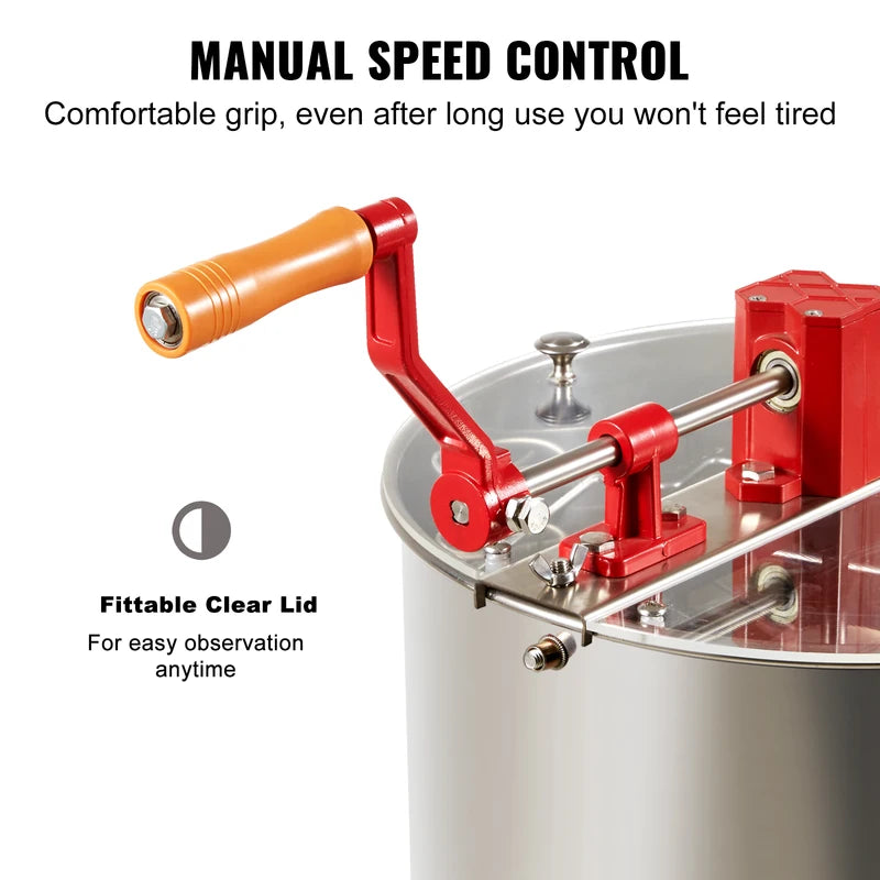 Manual Honey Extractor 3 Frame Stainless Steel Beekeeping Equipment with Lid