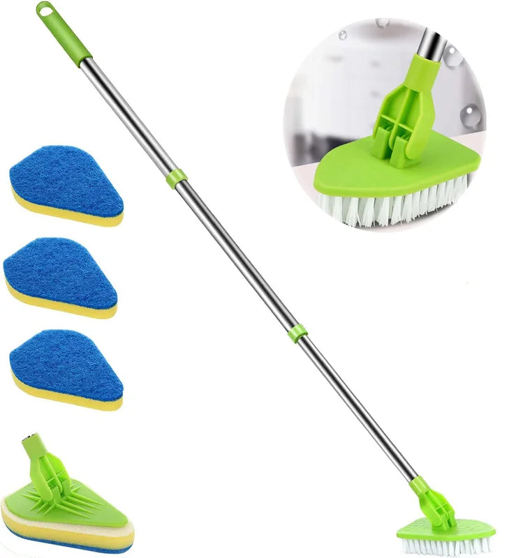 Telescopic Glass Wiper & Multi-Function Cleaning Brush Set - 37" Extendable Handle