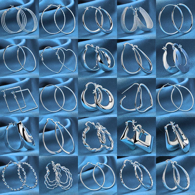 Sterling Silver Hoop Earrings for Women - Elegant Round Circle Jewelry