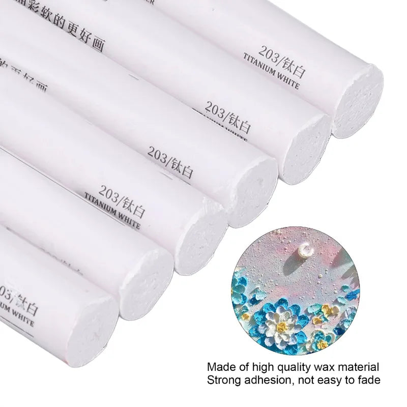 6 Pack White Oil Pastels - Soft, Non-Toxic Art Pastel Sticks for Drawing & Coloring