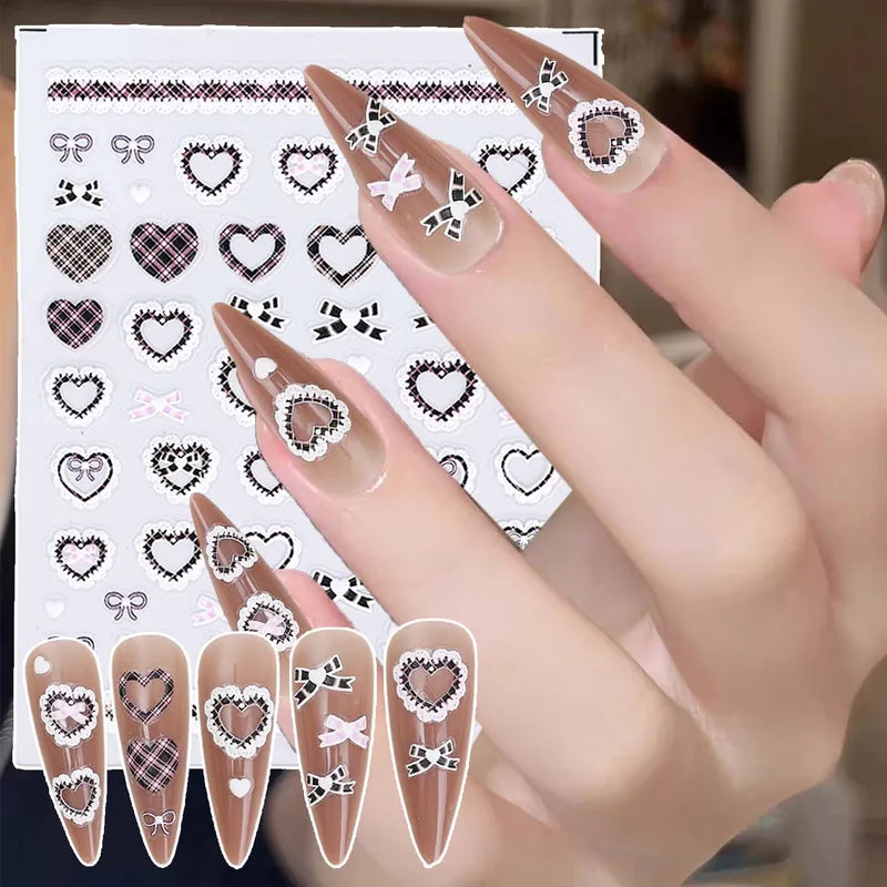 Self-Adhesive Lace Heart Nail Stickers for Manicure DIY Nail Art