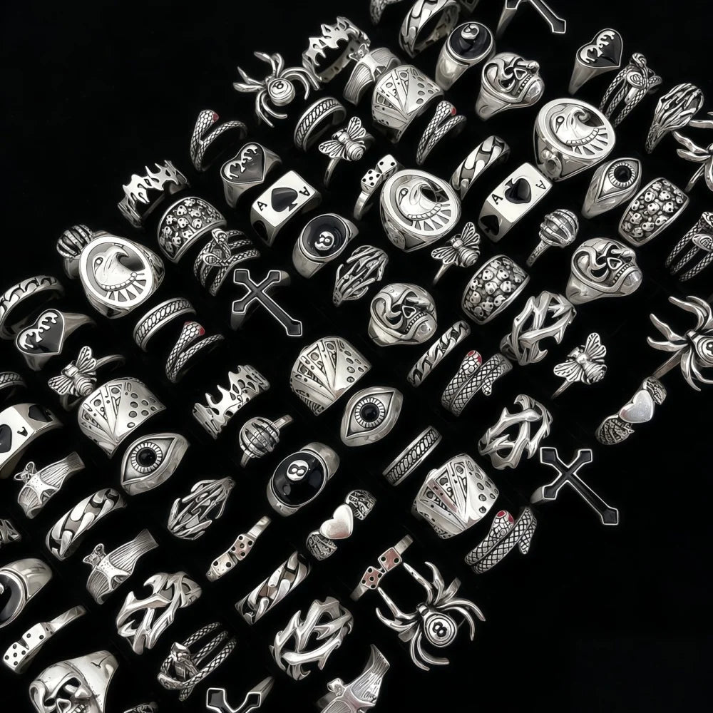 Vintage Punk Skull Eye Ring Set for Women Men - Mixed Style Jewelry Party Gift