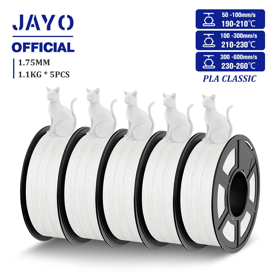 3D Printer Filament Set PLA PETG Silk Wood Marble 1.75mm 5 Rolls 1.1KG