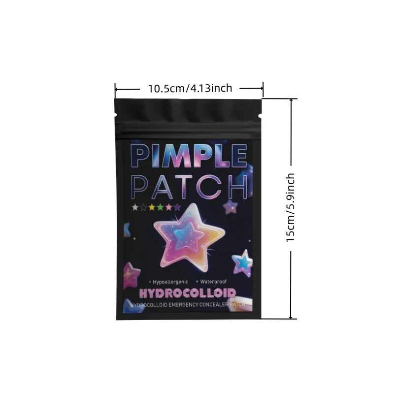 Rainbow Star Acne Patches Set - Hydrocolloid Invisible Pimples Cover, Multi-Size, Gentle & Travel Ready