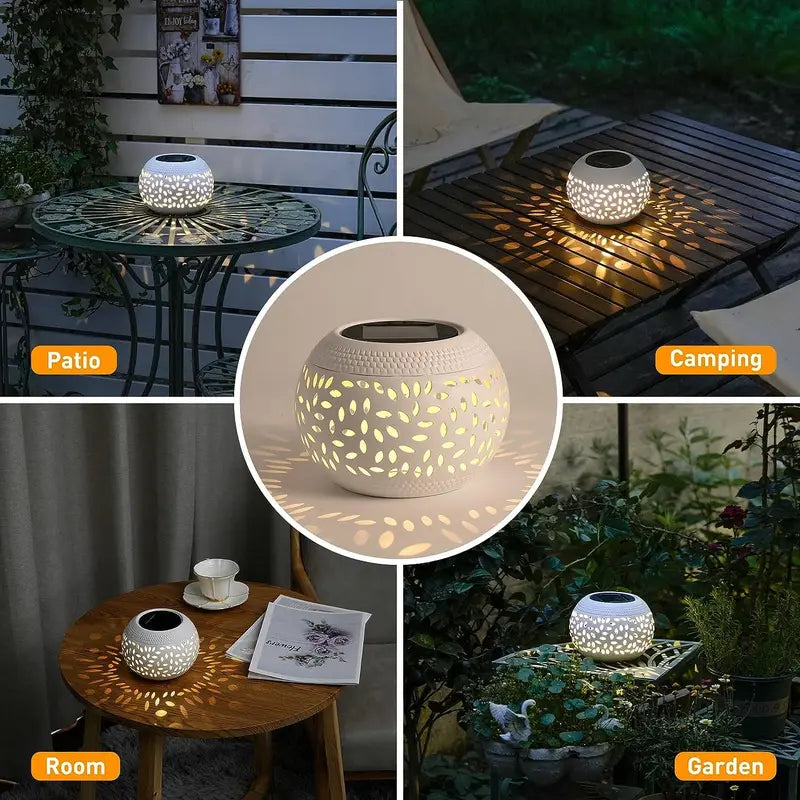 Solar Outdoor Lantern Table Light - Decorative Metal Lantern for Patio Garden