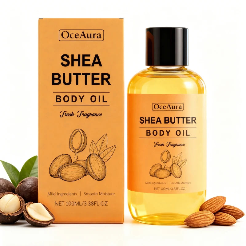 Shea Butter Body Oil for Dry Skin Nourishing Hydration 100ml - Fast Absorbing Moisturizer