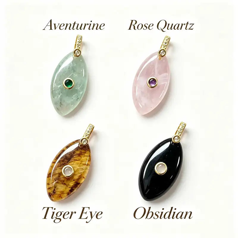 Natural Stone Pendant with Amethyst and Tiger Eye Water Drop Charm for DIY Jewelry Making