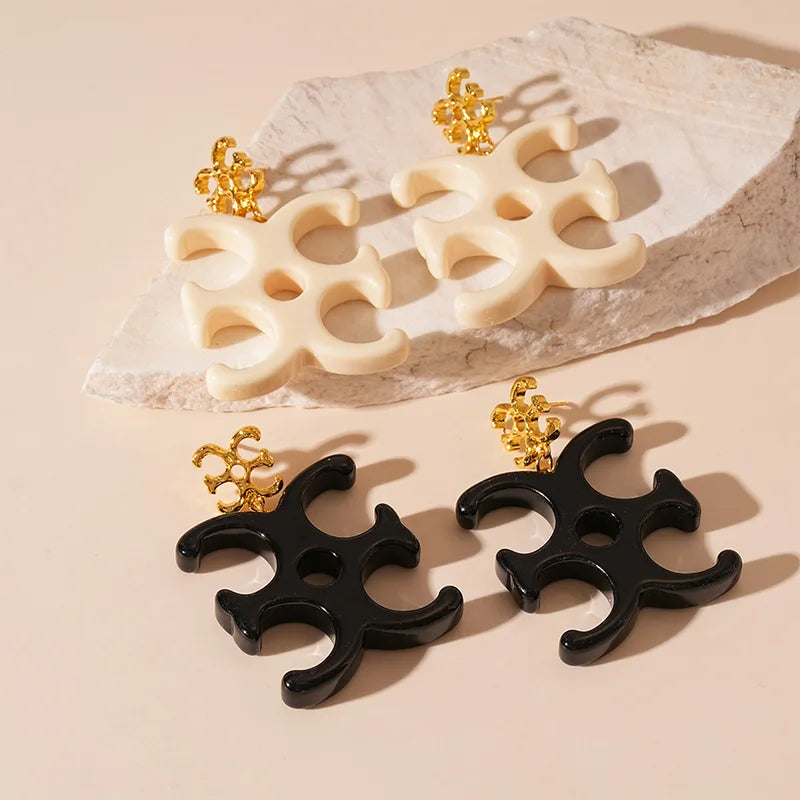 Minimalist Geometric Letter Pendant Earrings - Trendy Party Jewelry for Women