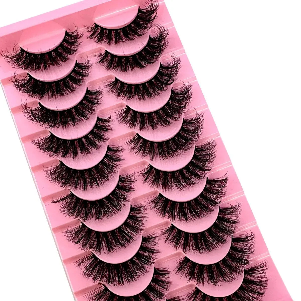 10 Pairs Dramatic Fluffy Faux Mink Cat Eye Lashes - Wispy Long Volume False Eyelashes
