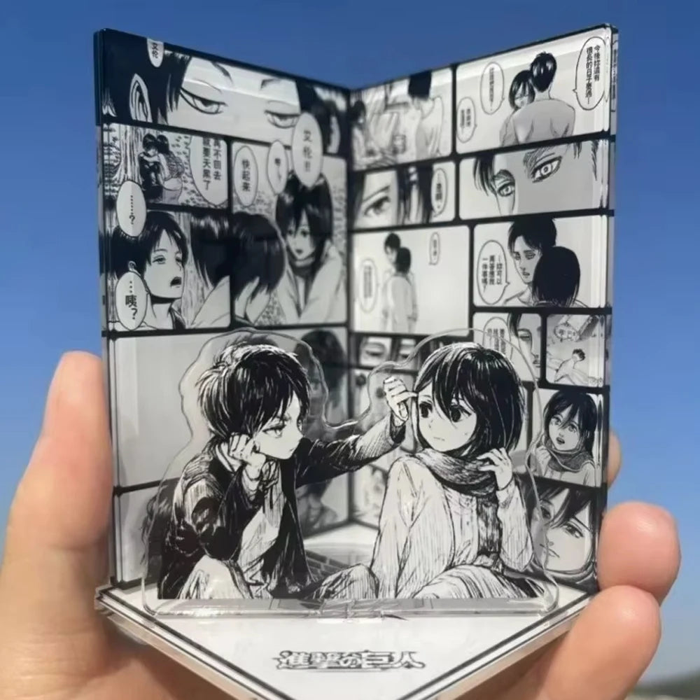 Attack on Titan Acrylic Scene Sign - Mikasa & Eren Anime Desktop Decoration