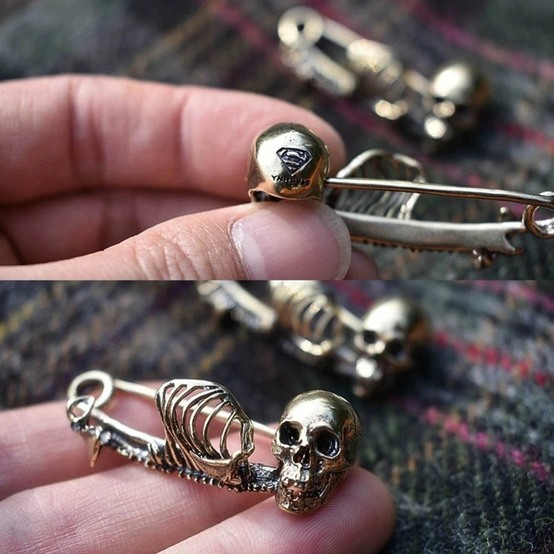 Halloween Skeleton Brooch Gothic Skull Enamel Pin Badge for Costume & Jewelry