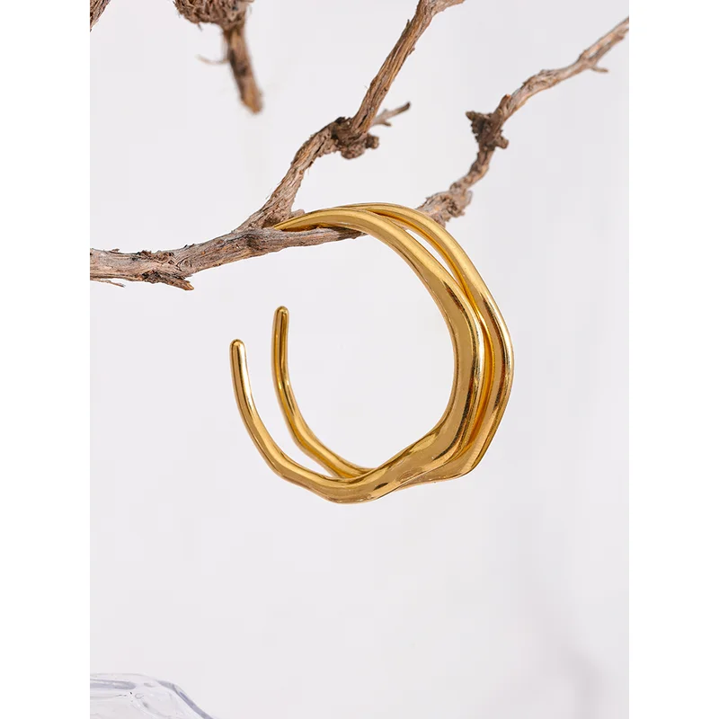 Minimalist Stainless Steel Geometric Earrings - Waterproof 18K Gold Plated Jewelry for Daily Wear