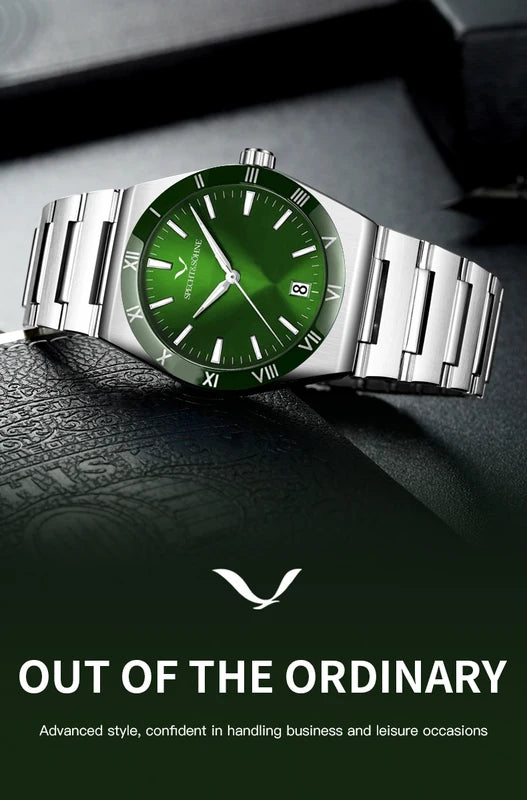 Men's Quartz Wristwatch 38MM Waterproof Stainless Steel Watch for Men