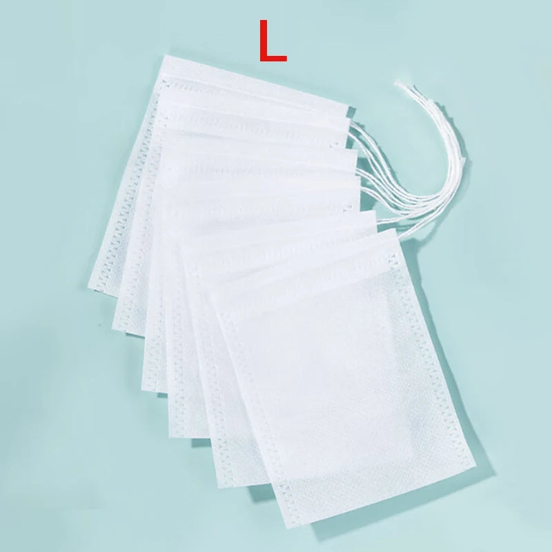 Disposable Tea Filter Bags with Drawstring - 100 Pcs, Food-Grade Material
