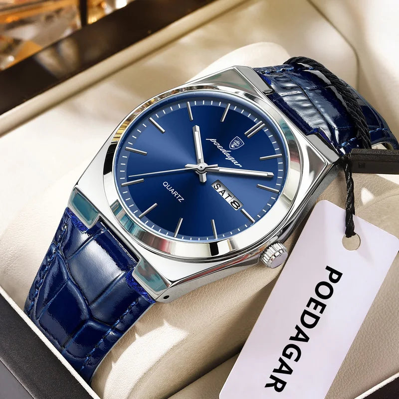 Luxury Waterproof Men’s Quartz Watch with Luminous Date Week Display - Business Style