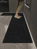 Modern Non-Slip Kitchen & Bath Rug with Geometric Line Pattern - Multiple Sizes