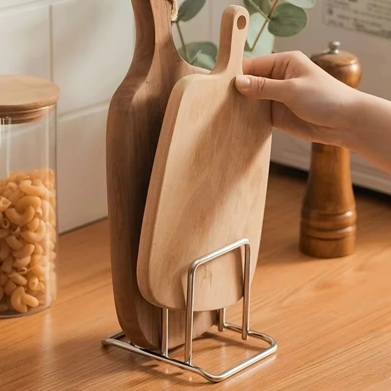 Stainless Steel Cutting Board Holder Rack Kitchen Countertop Storage Organizer