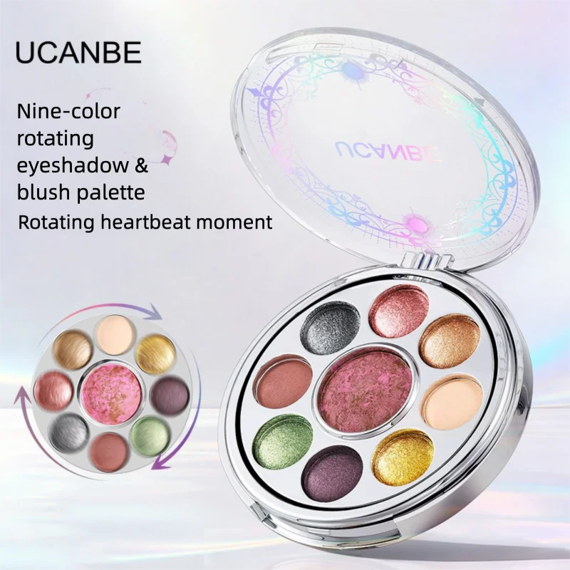 Colorful Rotating Cheek & Eyeshadow Palette with Shimmer & Pearl Finish