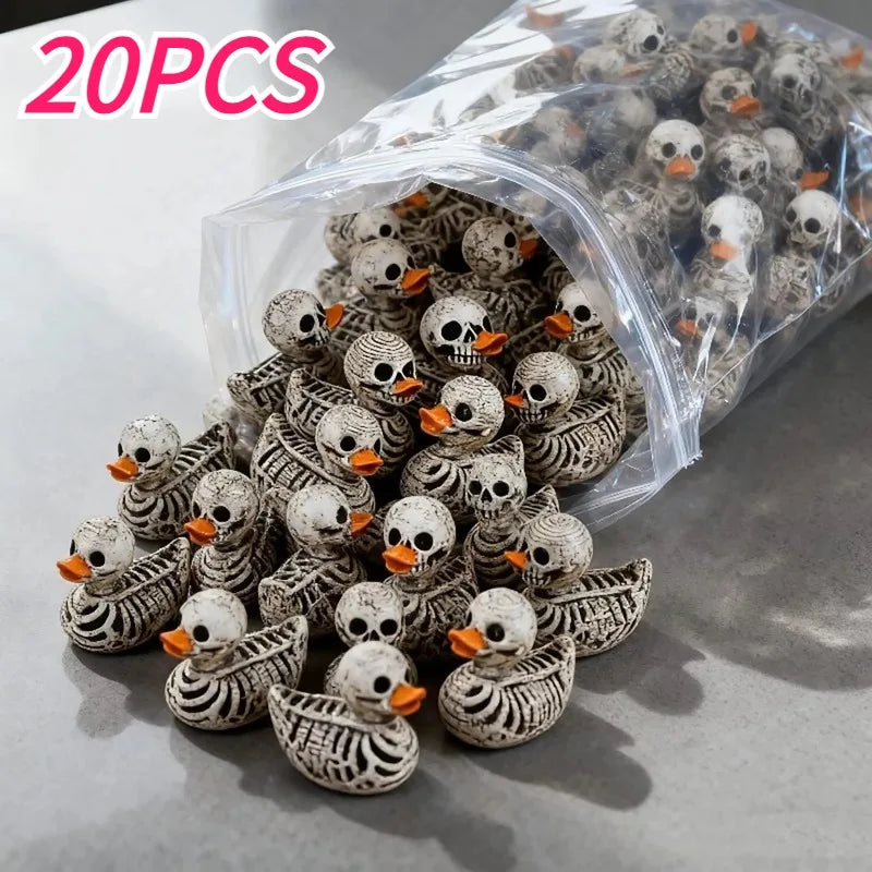 20-Pack Cute Skull Duck Resin Figurines for Halloween Home Office Decor