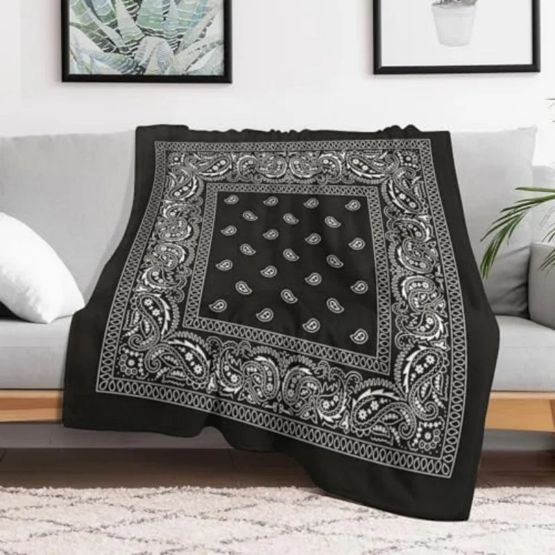 Soft Micro Plush Paisley Art Blanket - Warm Throw for Sofa & Living Room