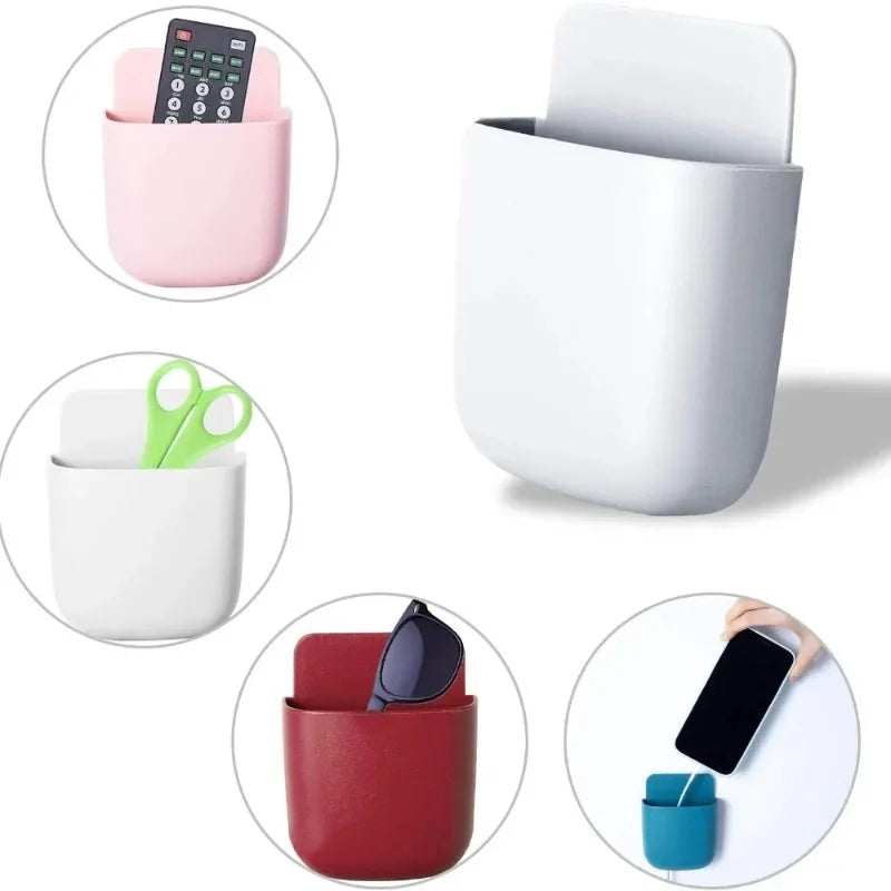 Wall Mounted Remote Control Storage Box Organizer with Charging Port - Space-Saving Multi-Use Holder