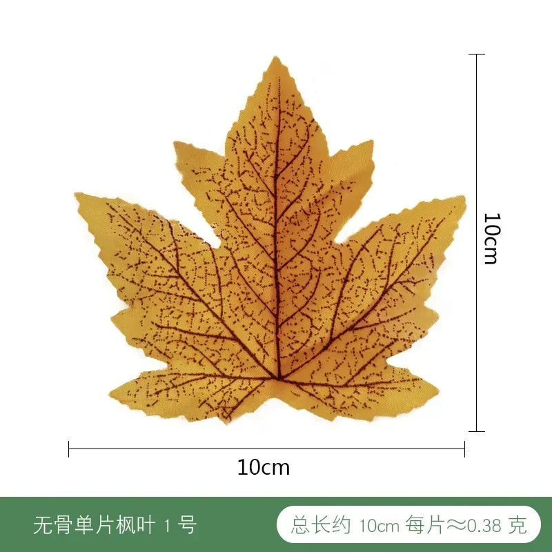Artificial Maple Leaf Fall Decorations 50pcs Harvest Festival Home Decor Boneless Feel