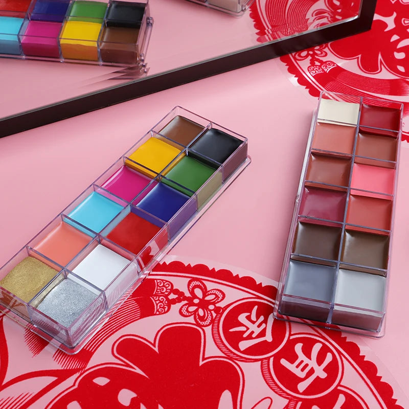 Professional Body Painting Set with 12 Colors, Skin Wax & Makeup Remover