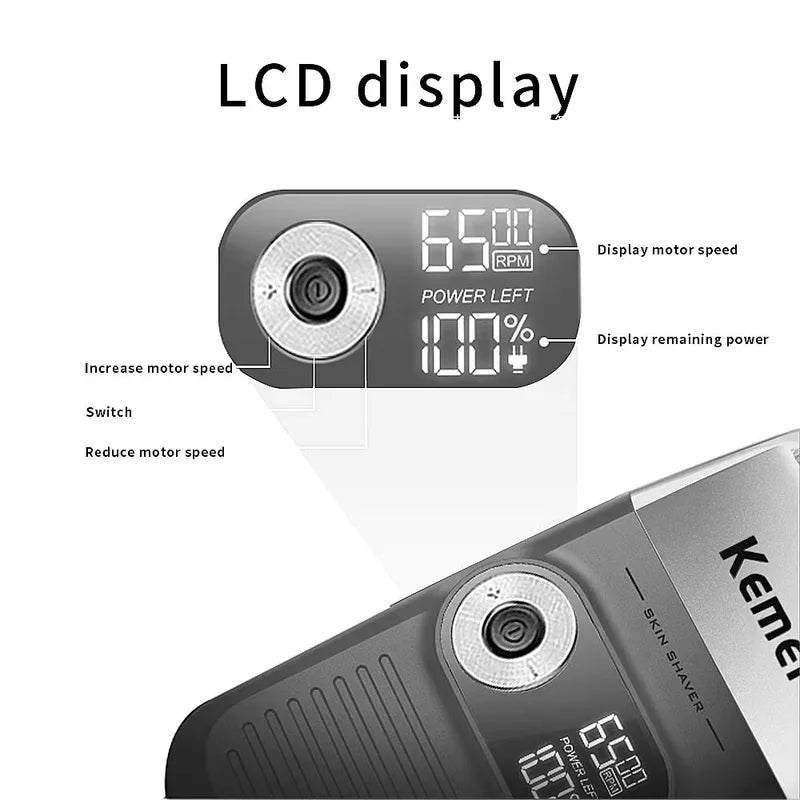 Rechargeable Electric Razor & Beard Trimmer for Men - LCD Display, 2-in-1 Shaving & Trimming