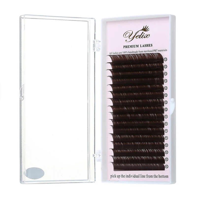 Dark Brown Fake Eyelashes - Natural Wispy Extension Set, Multiple Curl & Length Options