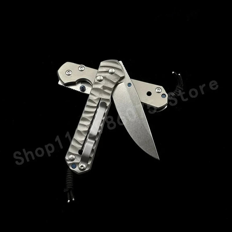 Folding Survival Knife with Titanium Alloy Handle and D2 Steel Blade