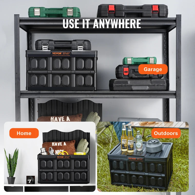 Set of 3 Collapsible Storage Bins with Lids - 45L/65L Space Saving Organizers