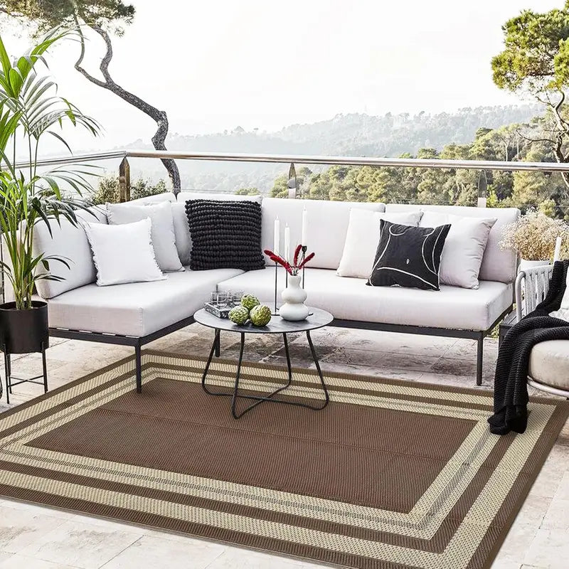 Outdoor Reversible Washable Rug - Foldable Entry Door Mat for Indoor & Outdoor