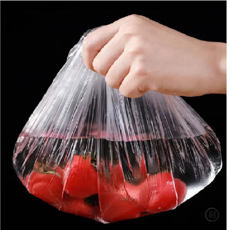 100 Pcs Elastic Food Covers for Bowl Lids & Food Storage - Disposable Plastic Wraps