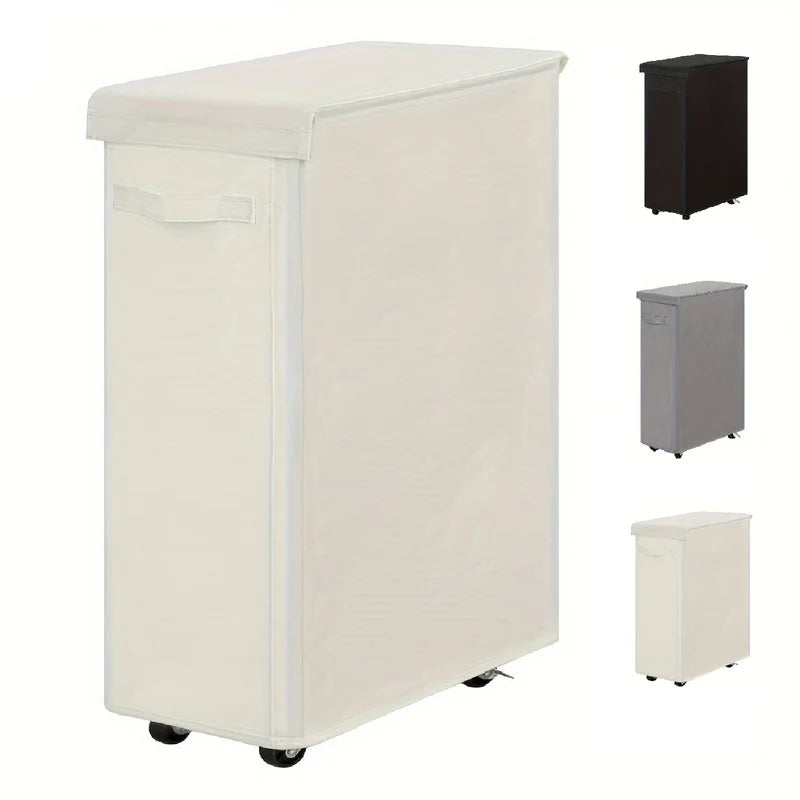 Laundry Basket with Wheels and Lid - Foldable Hamper for Bedroom Bathroom Dorm