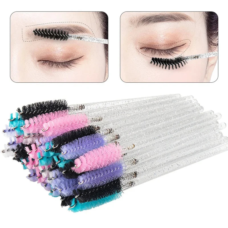 Disposable Eyelash Brush Wands 100 Pcs Microbrushes for Lash & Eyebrow Application