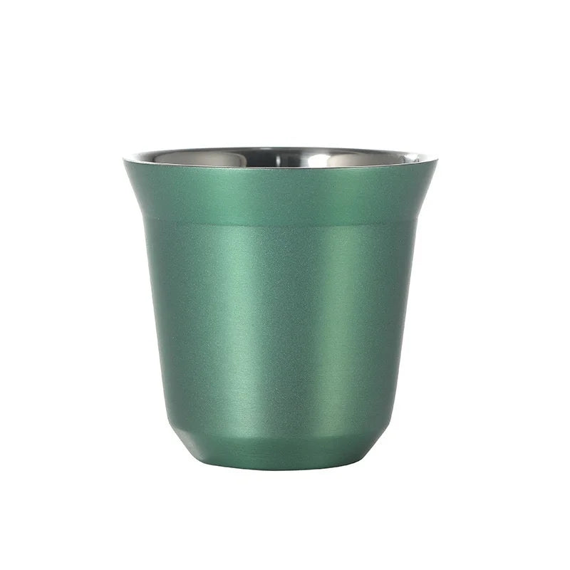 Stainless Steel Double-Layer Coffee Cup 80ml Vacuum Water Mug - Multiple Colors