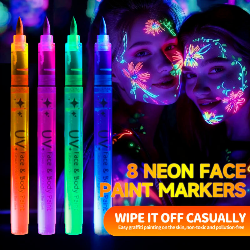 8-Color Luminous Acrylic Art Markers for Painting & Drawing - Halloween DIY