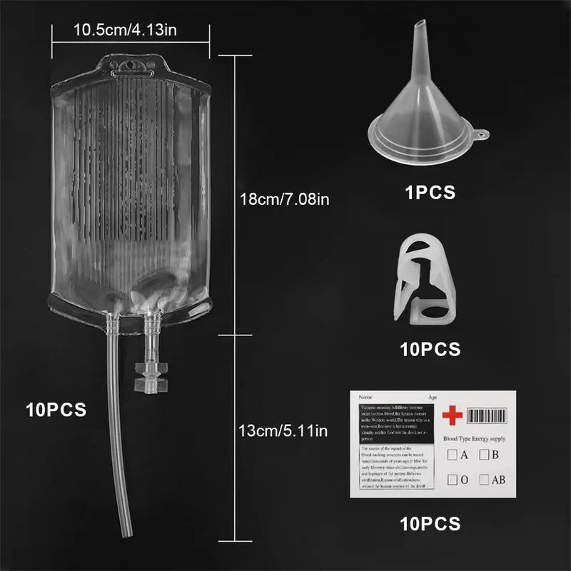 Blood Energy Drink Bags 350ML Halloween Vampire Party Props - 10pcs