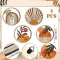 Set of 4 Wooden Bohemian Wall Decor Round Wall Hangings for Farmhouse & Garden
