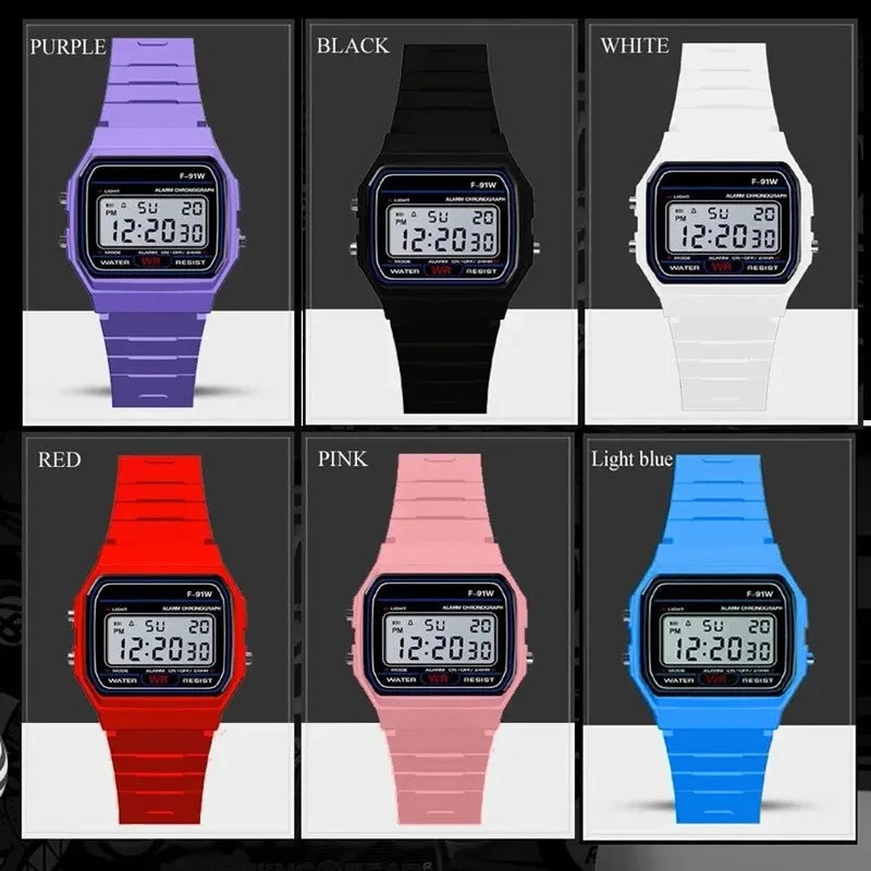 Digital Sport LED Watches for Men Women Kids Small Square Dial Silicone Band