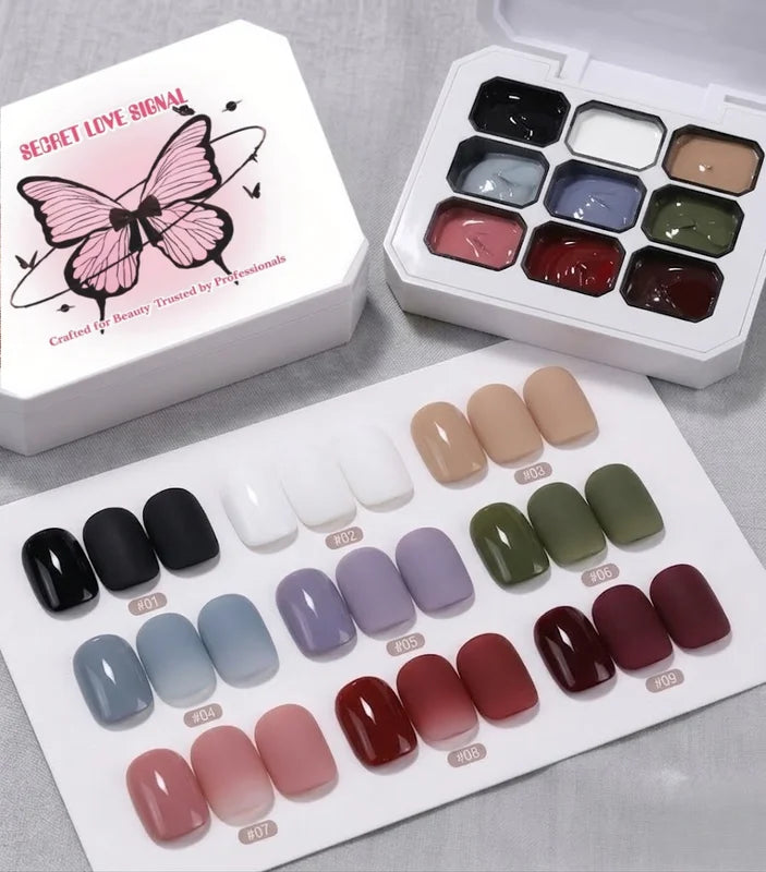 9-Color Gel Nail Polish Set - Trendy Vibrant Manicure Colors, Easy Single Layer Application