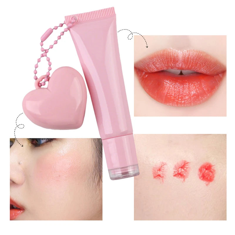 Private Label Lip Oil & Blush Set with Custom Logo & Heart Mirror - Lip Gloss Keychain