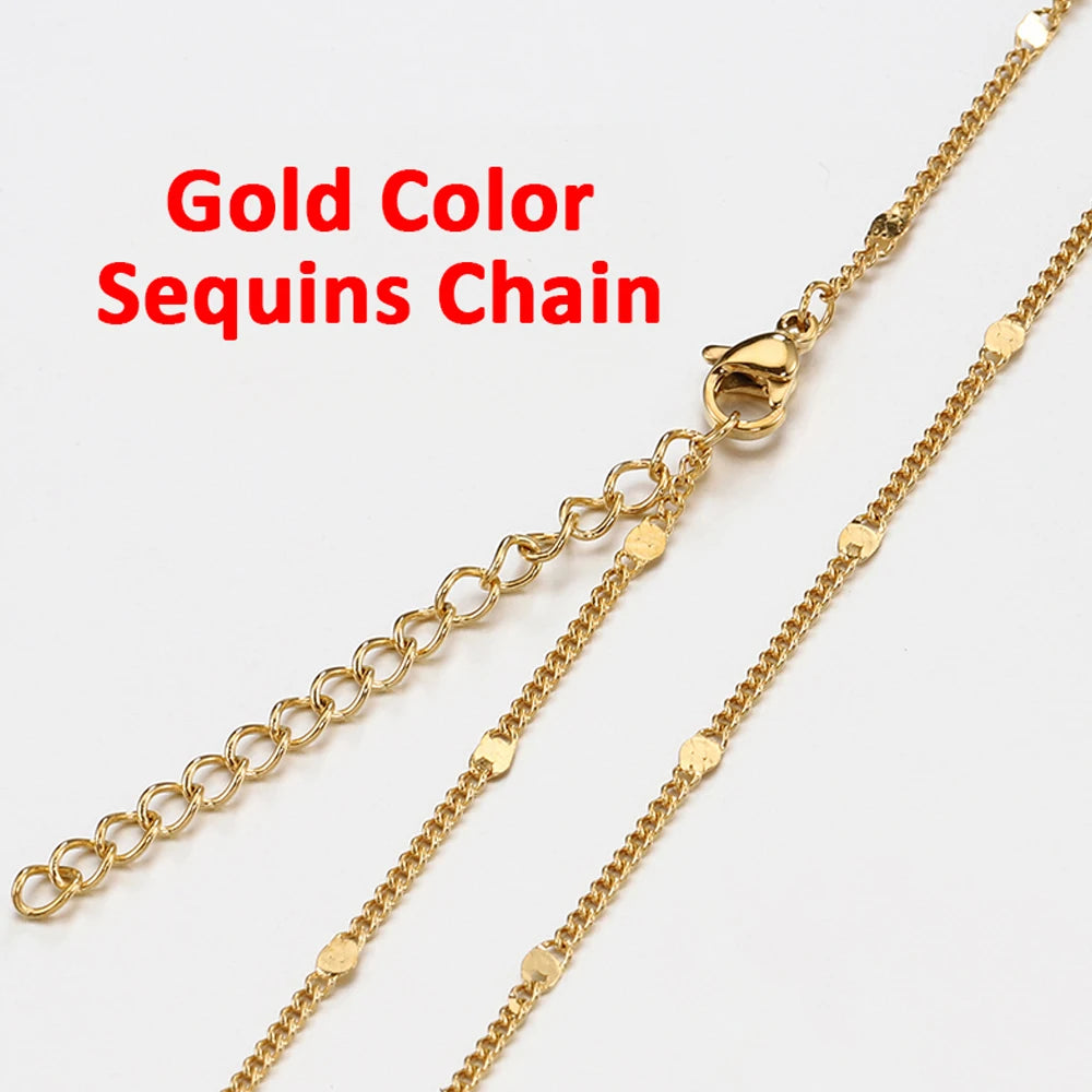 5pcs Stainless Steel Bead Chain Necklace Chains for DIY Jewelry Making